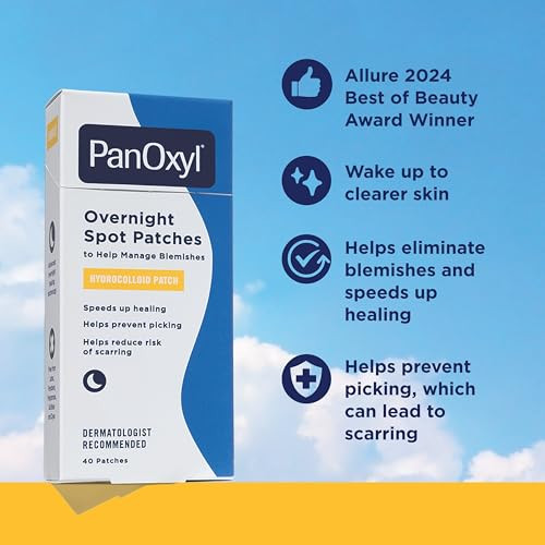 PanOxyl PM Overnight Spot Patches Advanced Hydrocolloid Healing Technology Fragrance Free 40 Count Pack of 1