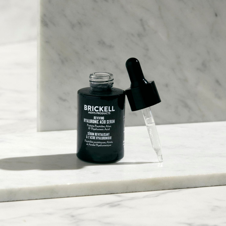 Brickell Mens Anti Aging Hyaluronic Acid Serum for Face Day Face Serum for Men Natural Organic Facial Serum With Protein