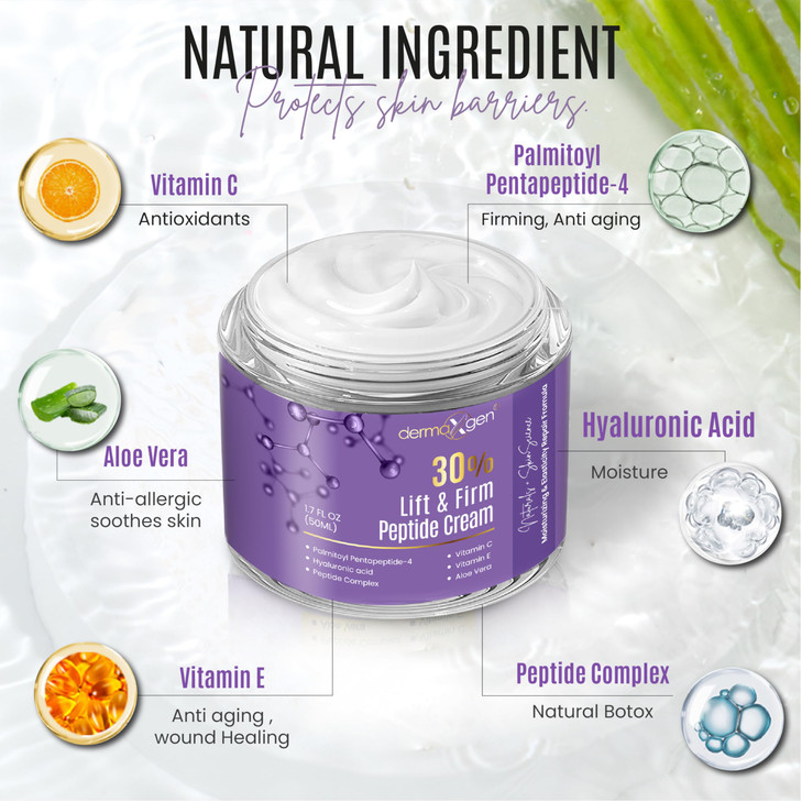 Dermaxgen 30 Lift Firm Peptide Cream for Face Organic Anti Aging Firming Cream for Wrinkles and Fine lines Hydrating For