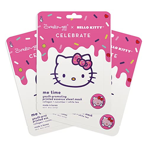 The Crme Shop Hello Kitty CELEBRATE Me Time YouthPromoting Sheet Mask 3 Pack for Plumping Treatment