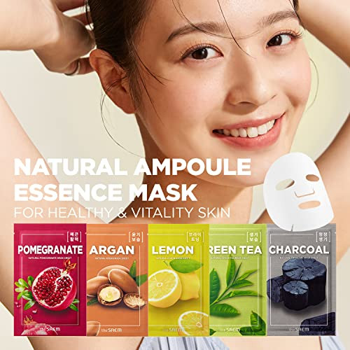 THESAEM Natural Sheet Mask Pack Set 13 Sheets Korean Face Mask Variety Pack Moisturizing Revitalizing Soothing Elasticit