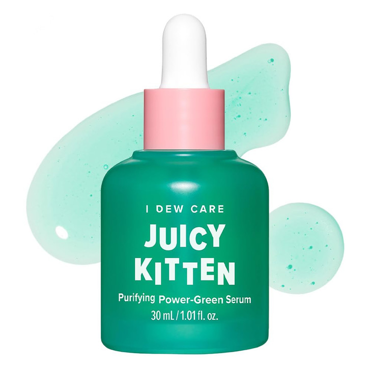 I DEW CARE Juicy Kitten Purifying PowerGreen Face Serum with Niacinamide Korean Skin Care Vegan Crueltyfree Parabenfree