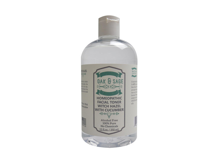 Oak Sage Homeopathic Facial Toner Witch Hazel with Cucumber Unscented 12oz Astringent 100 Pure No Alcohol No Additives