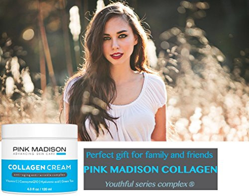 Pink Madison Skin Tightening Collagen Serum Cream with Hyaluronic Acid Anti Aging Face Treatment Fine Lines Wrinkles Men