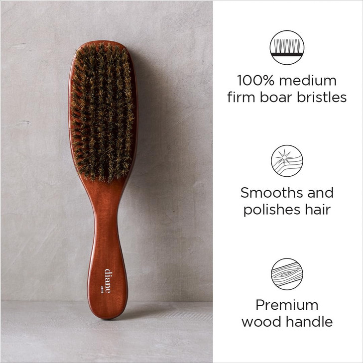 Diane Premium 100% Boar Wave Brush for Men and Barbers , Mens Hair Brush Medium Bristles for Thick Coarse Hair  Use for Detangling, Smoothing, Wave online at globaldelivered