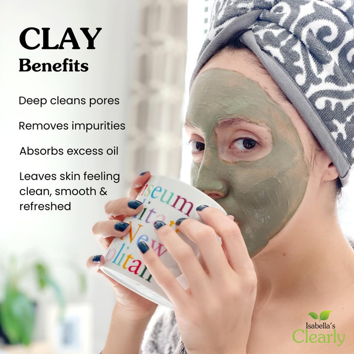 Clearly CLAY Deep Pore Cleansing Skin Softening Facial Mask 100 Pure French Green Clay Powder for Acne Blackheads Dry Sk
