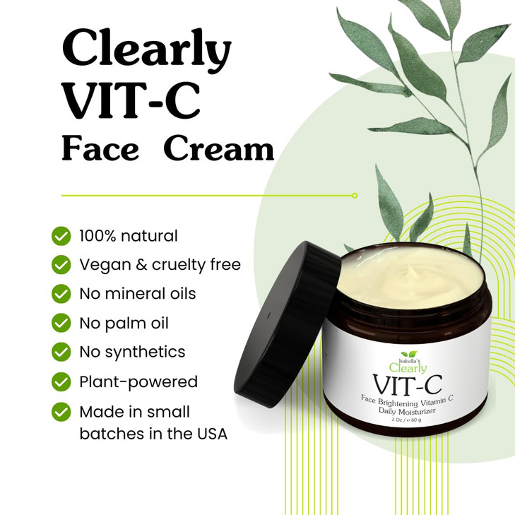 Clearly VITC Natural Vitamin C Cream Moisturizer for Face Anti Aging Hydrating Skin Brightening for Sensitive Skin Fade