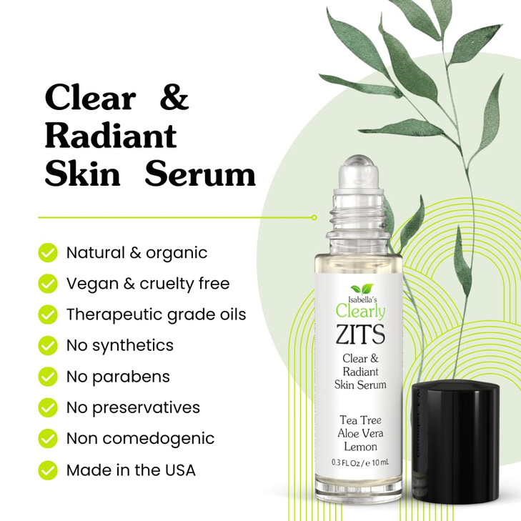 Clearly ZITS Natural Acne Spot Treatment for Face Dries and Conceals Fast Results with Tea Tree and Aloe Vera Mild Moder