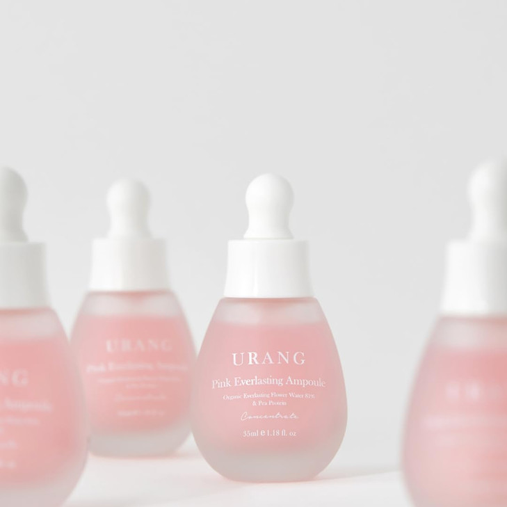 URANG Pink Everlasting Ampoule Organic Moisturizer Supports Elasticity Vibrancy for Dull Skin Natural Vegan Skincare for
