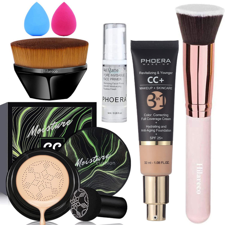 Mushroom Head Air Cushion CC Cream Natural FoundationPHOERA CC Cream Foundation With SPFColor Correcting Anti Aging Hydr