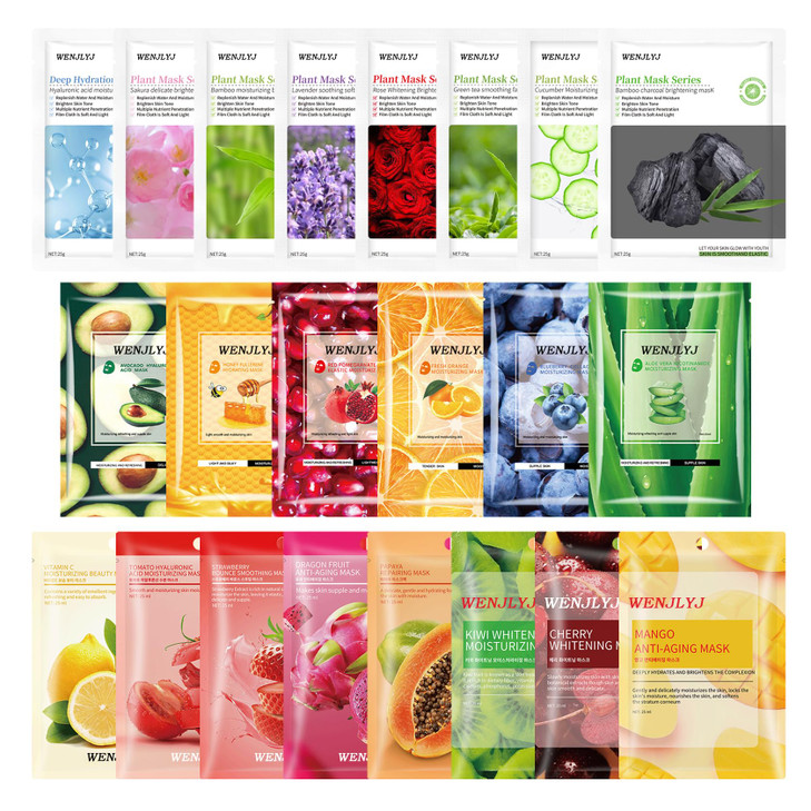 WENJLYJ 22PCS Face Mask SetMoisturizing Facial Sheet MaskHydrating Face Mask Skin Care