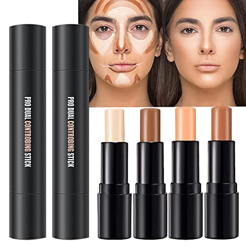 4 Colors Cream Contour Sticks Makeup Kit Primer Face Highlighter Contouring for Beginners Highlight and Contour Kit Crea