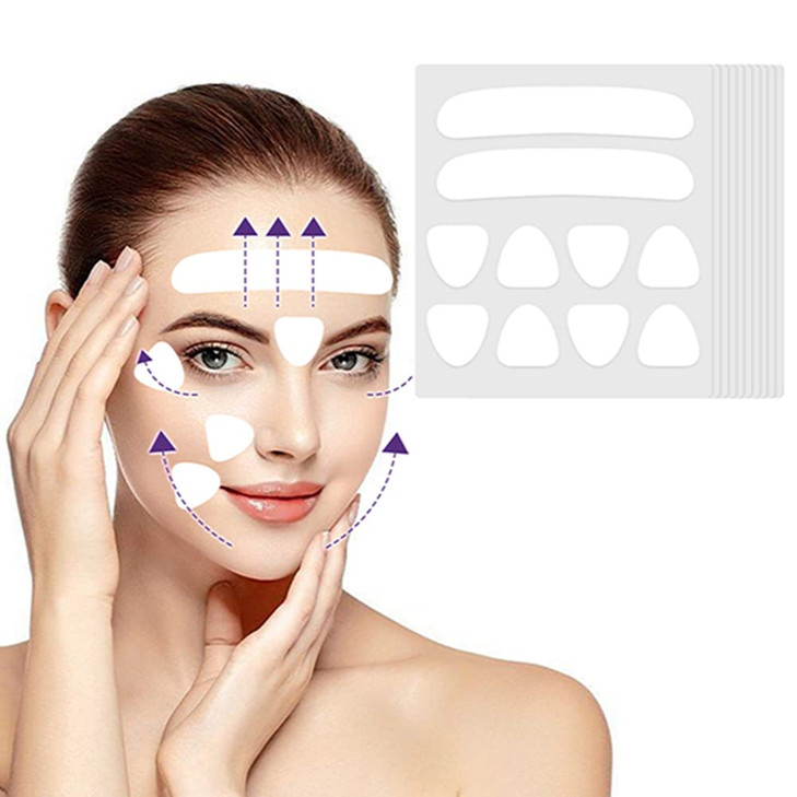 Face and Forehead Wrinkle Patches 100pcs Face Lift Tape Invisible Anti Wrinkle Patches to Reduce Fine Wrinkles Frown and