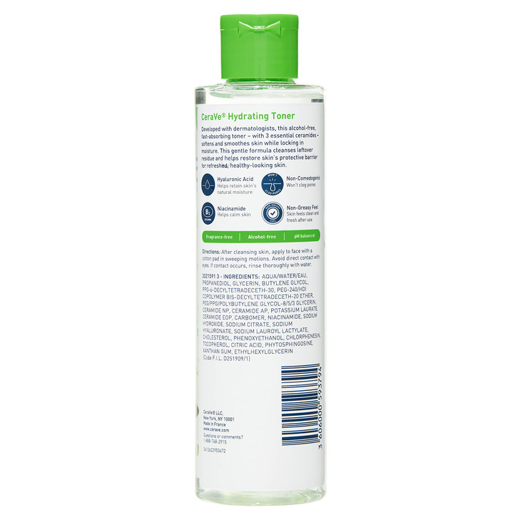 CeraVe Hydrating Toner for Face NonAlcoholic with Hyaluronic Acid Niacinamide and Ceramides for Sensitive Dry Skin Fragr