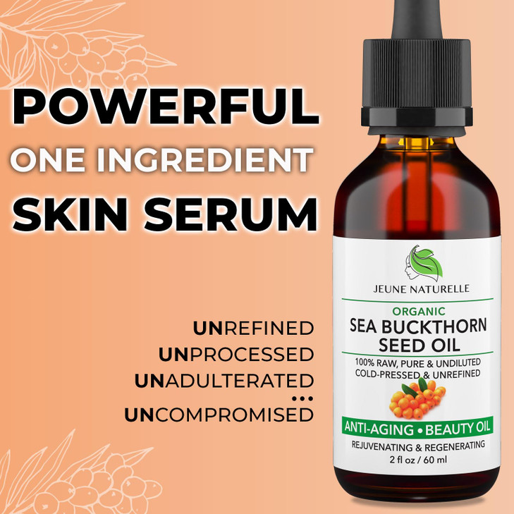 Jeune Naturelle Sea Buckthorn Oil Organic From Fruit Seeds 100 Pure RAW Virgin ColdPressed Undiluted Unrefined Fast Abso