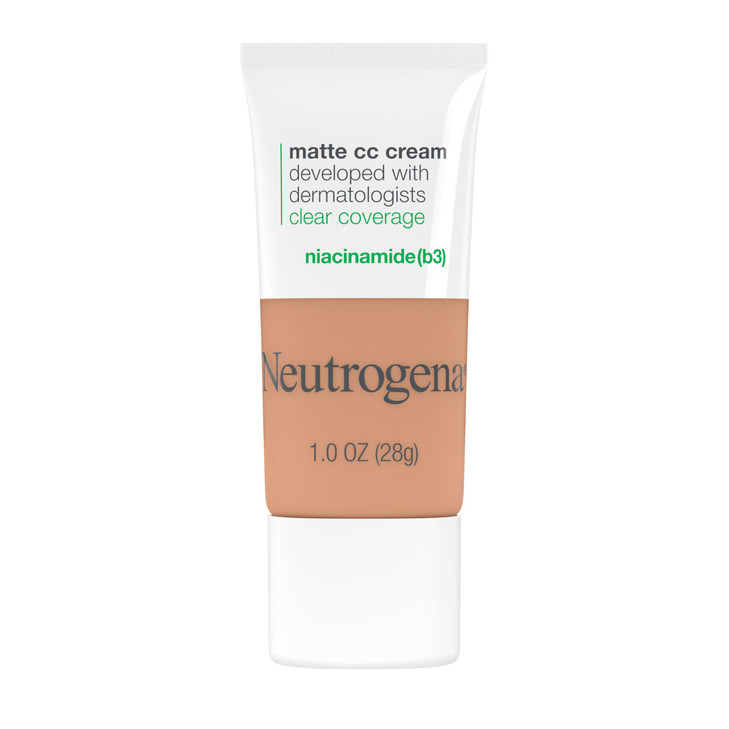 Neutrogena Clear Coverage Flawless Matte CC Cream FullCoverage Color Correcting Cream Face Makeup with Niacinamide b3 Hy