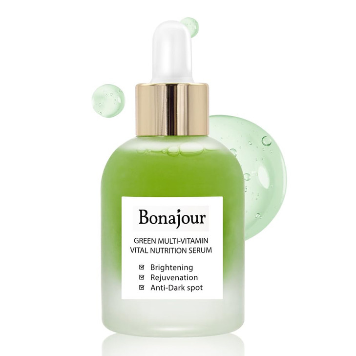 BONAJOUR Vegan Natural Green Multi Vitamin Serum for Face 72 Vitamin Anti Aging Brightenging Remove Dark Spot 118 fl oz