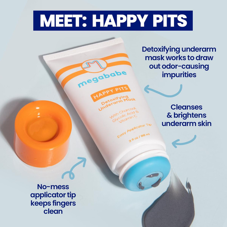 Megababe Underarm Mask Happy Pits With Detoxifying Charcoal Vitamin C 3 fl oz