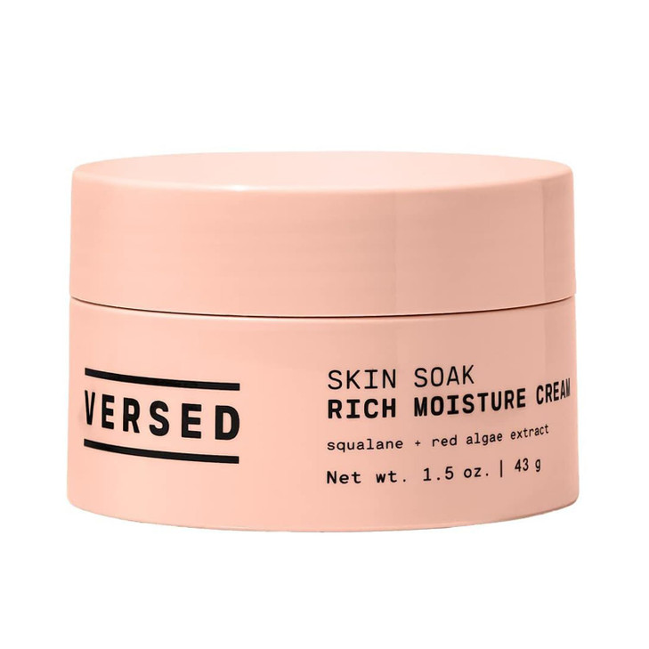 Versed Skin Soak Rich Moisture Face Cream Daily Facial Moisturizer with Squalane Oil Hyaluronic Acid Vitamin E Red Algae