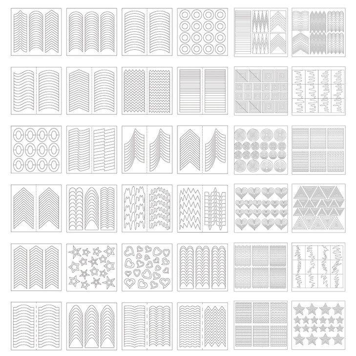 eBoot 1275 Pieces 49 Designs Nail Art Stencils French Tip Guides Stickers Form Fringe Guides Vinyl 36 Sheets