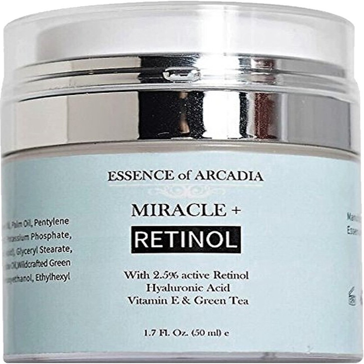 Essence of Arcadia Retinol Moisturizer Cream 25 for Face Eye Area AntiAging Formula with Hyaluronic Acid Vitamin E Green