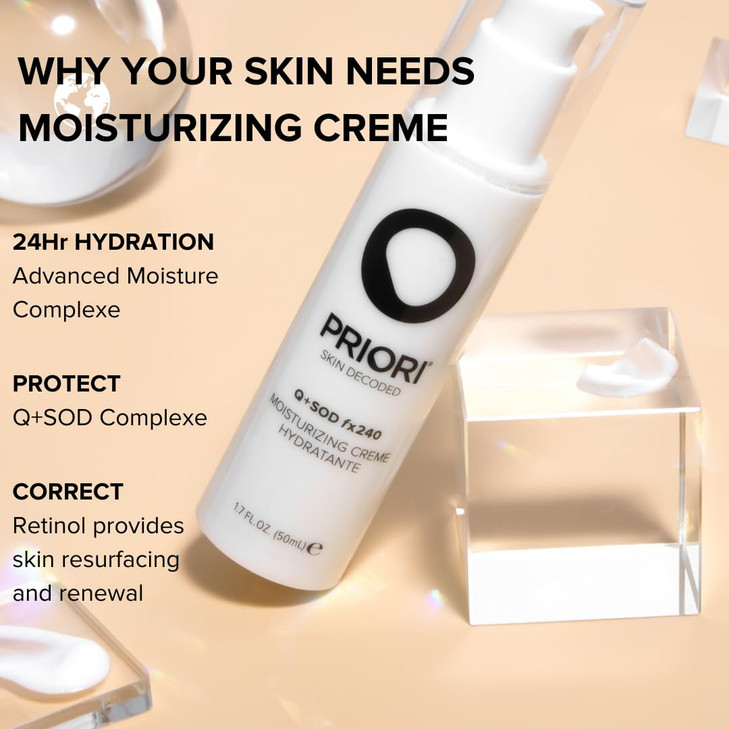 PRIORI Skincare Moisturizing Creme with CoQ10 Advanced Age Defying Hydrating Face Cream for Women and Men 24 Hr Moisturi