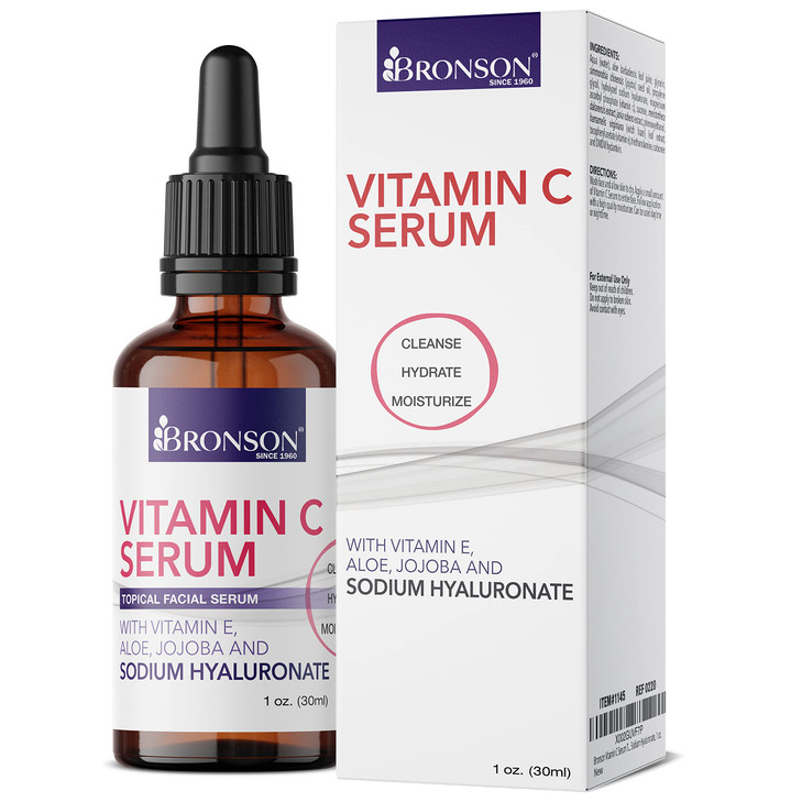 Bronson Vitamin C Serum for Face Anti Aging Facial Serum with Premium Hyaluronic Acid Vitamin E Aloe Jojoba Hydrating Br
