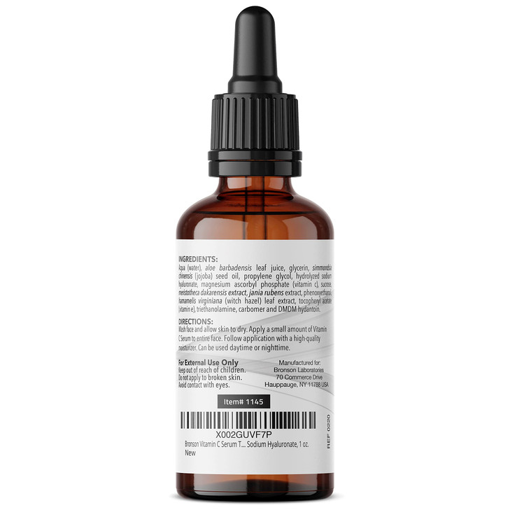 Bronson Vitamin C Serum for Face Anti Aging Facial Serum with Premium Hyaluronic Acid Vitamin E Aloe Jojoba Hydrating Br