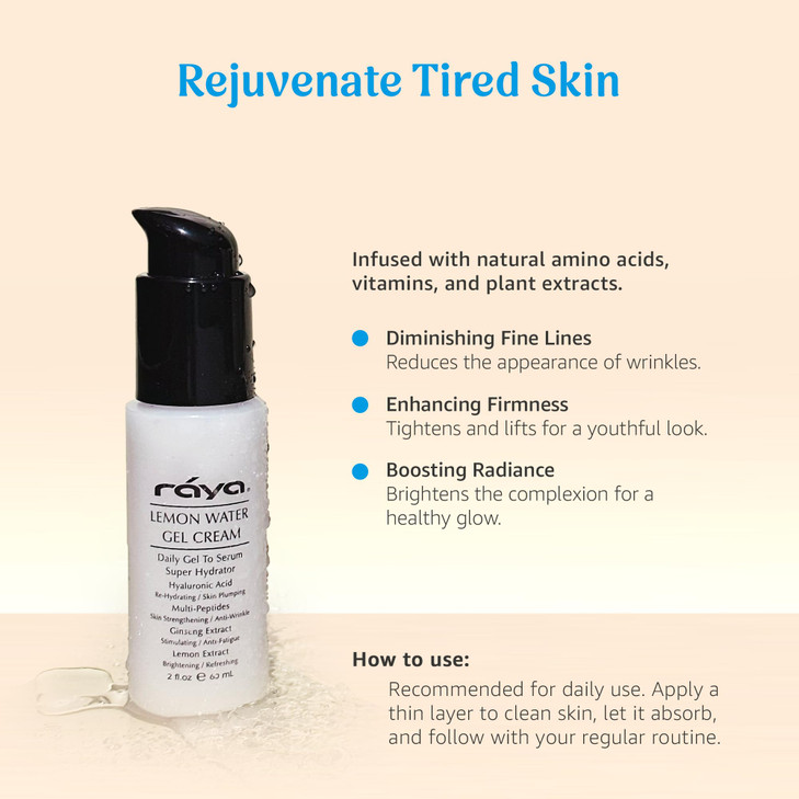 Raya Lemon Water Gel Cream 308 Moisturizing SkinRepairing and AntiAging Facial Day and Night Cream for NonProblem Skin F