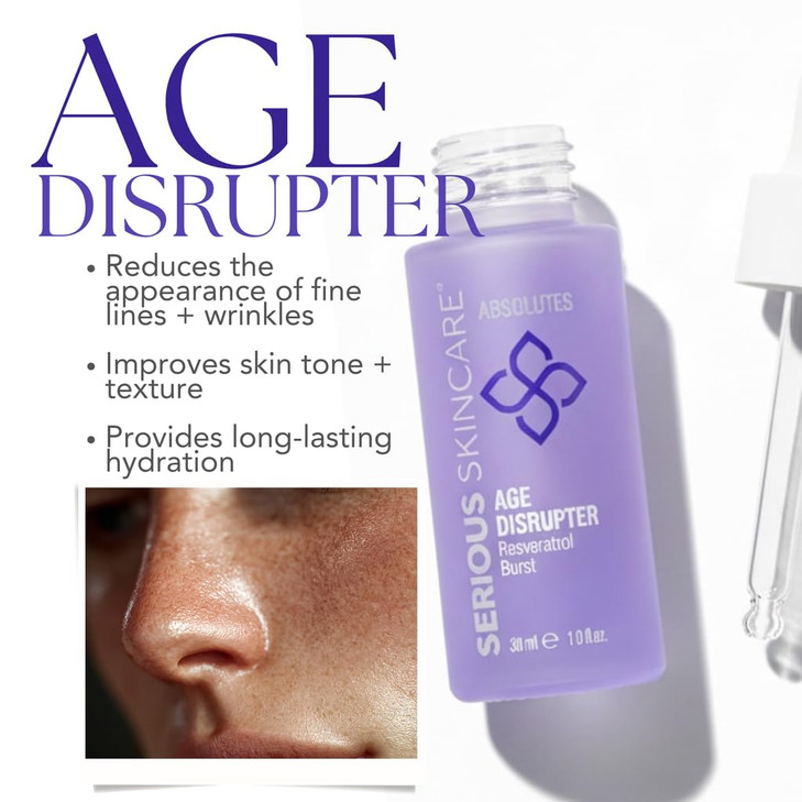 Serious Skincare Absolutes Age Disrupter Facial Treatment Serum with Resveratrol for Smooth Radiant Skin Grape Skin Stem