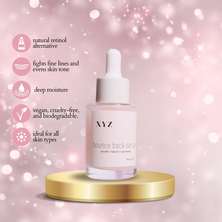 XYZ Skin Bounce Back Face Serum with RetinolAlternative Bakuchiol Soothe Hydrate and Brighten Skin with Bakuchiol Tremel