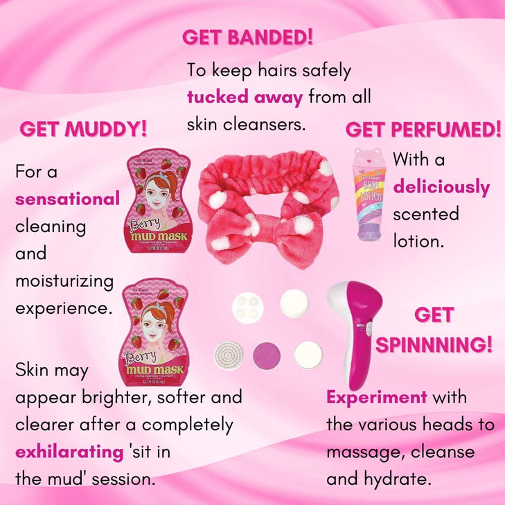 Hot Focus Kids Spa For Girls Toys Day Spa Kit Kids Playset Deluxe Set With Facial Cleanser Machine Headband Mud Mask
