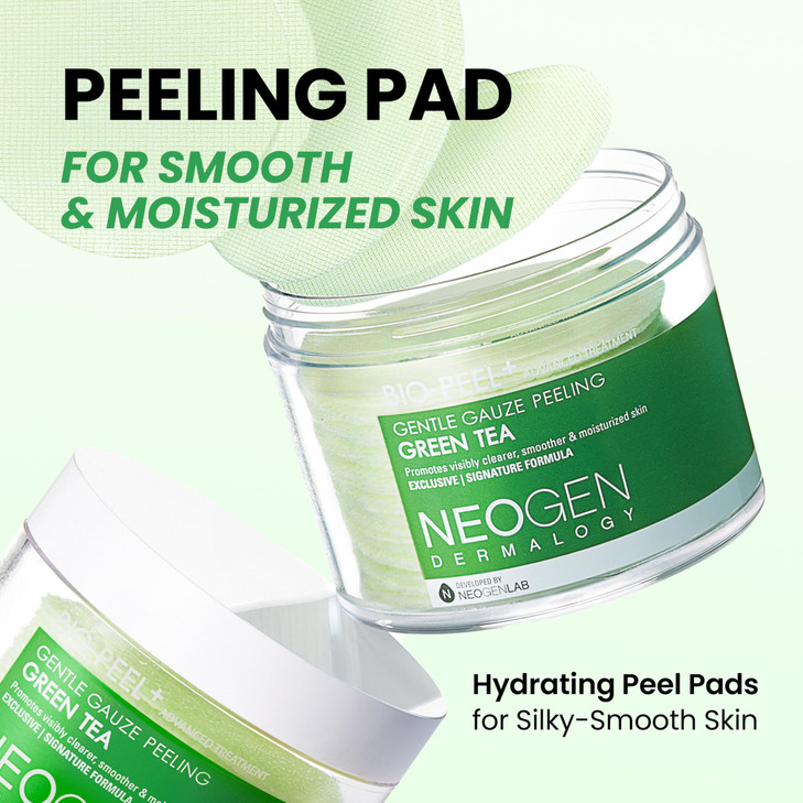 DERMALOGY by NEOGENLAB BioPeel Gauze Peeling Pads Green Tea 30 pads Exfoliating Hydrating Soothing Peeling Pad with PHA
