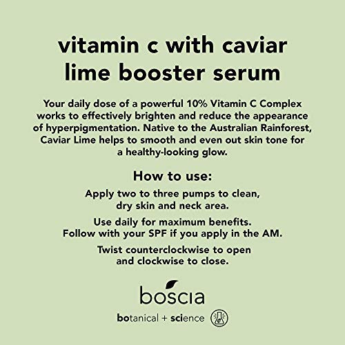 boscia Vitamin C with Caviar Lime Booster Serum Vegan CrueltyFree Natural Clean Skin Care Vitamin C Serum with AHARich C