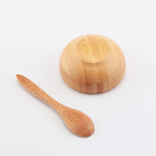 lasenersm 1 Set Cute Mini Mask Bowl with Spoon Eco Bamboo Mask Mixing Bowl and Spoon Facemask Bowl Mud Mask Mixing Bowl