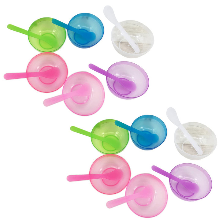 lasenersm 12 Pcs Plastic Facial Mask Mixing Bowl With Stirring Spatula Facemask Bowl Mud Mask Mixing Bowl DIY Skin Care