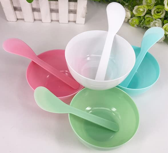 lasenersm 6 Pieces Plastic Facial Mask Mixing Bowl With Stirring Spatula Facemask Bowl Mud Mask Mixing Bowl DIY Skin Car