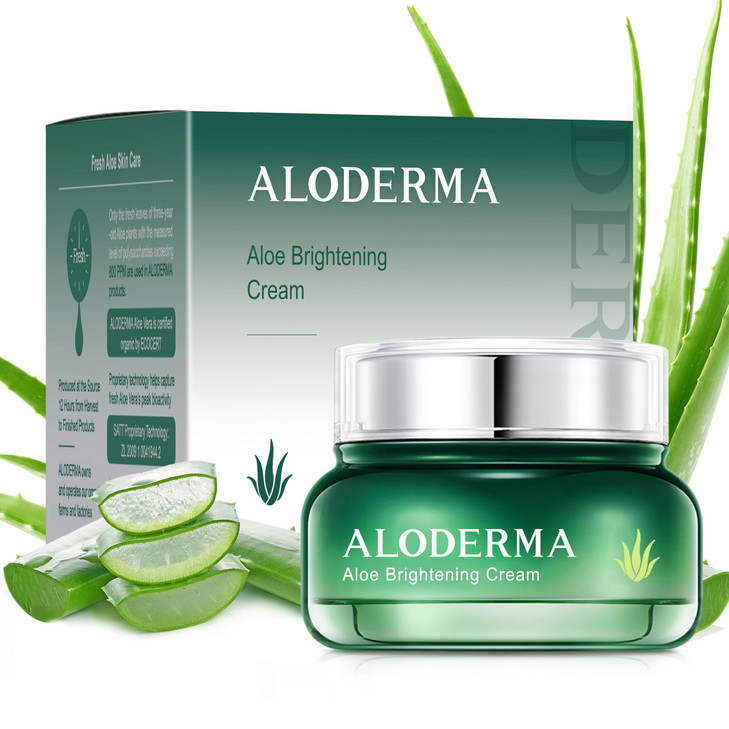 Aloderma Brightening Facial Cream Made with 69 Organic Aloe Vera Natural Skin Brightening Squalane Niacinamide for Flawl