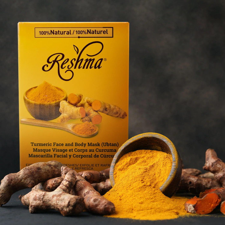 Reshma Beauty Turmeric Face Mask Ubtan All Natural Ingredients Barley Seed Gram Seed Turmeric and Sandalwood Brightening
