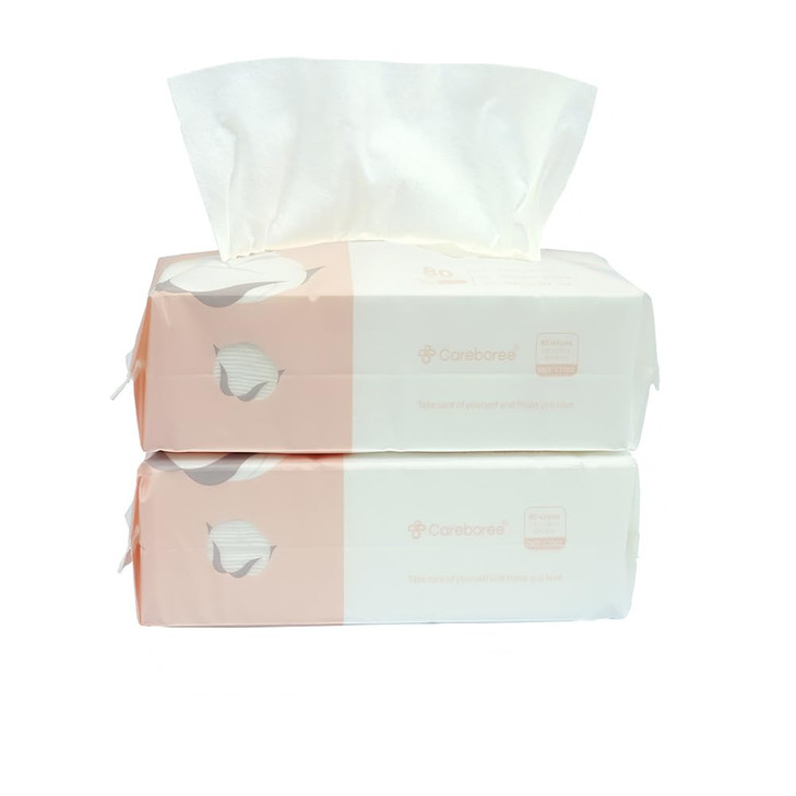 Careboree Extra Thick Dry Wipe Disposable Face Drying Towel 100 Cotton LintFree Cotton Tissues 2 Pack