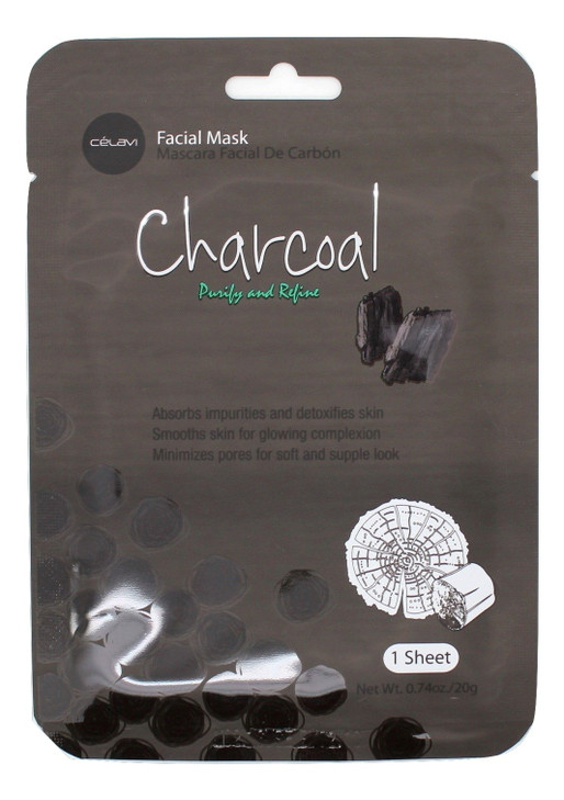 Celavi Essence Facial Mask Paper Sheet Korea Skin Care Moisturizing 12 Pack Charcoal