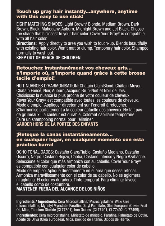 Cover Your Gray Hair Color Touch Up Stick - Black online at globaldelivered