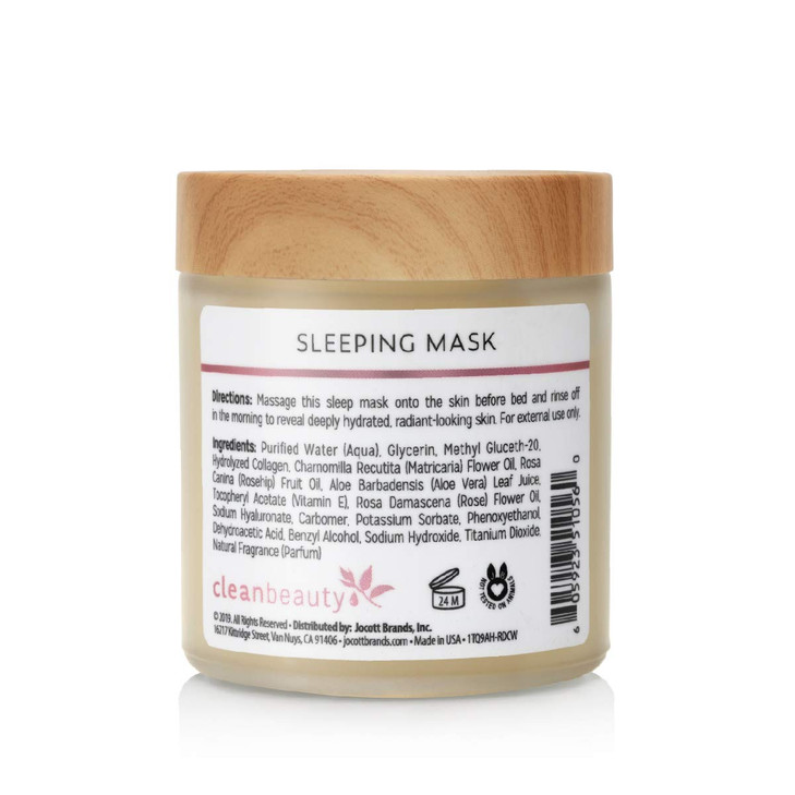 Clean Beauty Deep Hydration Sleeping Face Mask with Rosehip Oil Collagen Strengthen Skin Reduce Fine Lines 4 oz