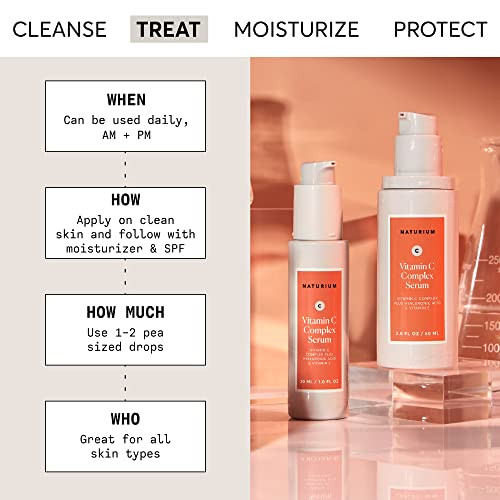 Naturium Vitamin C Complex Face Serum AntiAging Facial Treatment with Hyaluronic Acid Vitamin E 1 oz