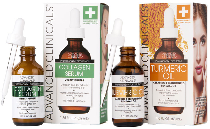 Advanced Clinicals Collagen Facial Serum Turmeric Oil Face Serum Skin Care Set Skin Plumping Anti Aging Serums For Face