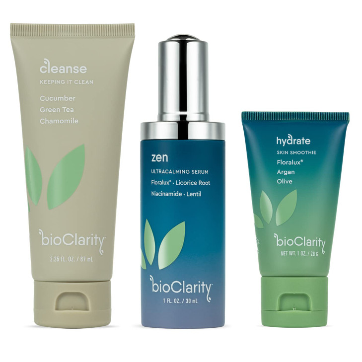 BioClarity 3Step Ultra Calming Routine for RednessProne Skin 100 Vegan Gentle Clean and Hydrate Face Contains Cucuber Gr