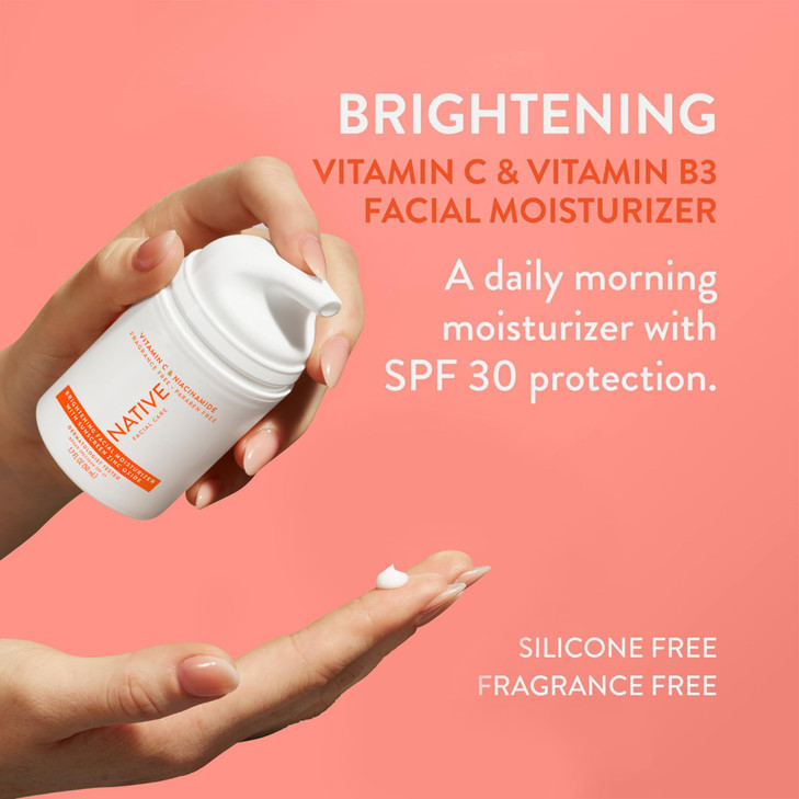 Native Brightening Daily Facial Moisturizer Gentle Face Lotion Hydrating Cream for Women and Men with Vitamin C B3 SPF 3