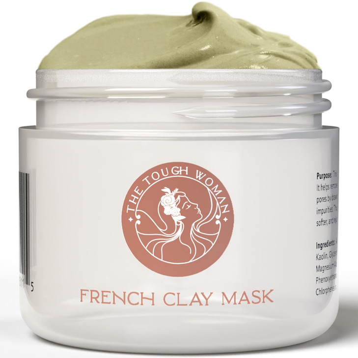 The Tough Woman Detox Green Clay Mask for Face 3Clay Blend with Kaolin Volcanic Clay Deep Pore Cleansing Removes Excess