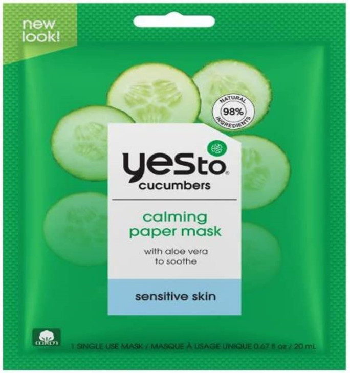 Yes To Cucumber Calming Paper Mask Soothing Formula To Hydrate Refresh Calm Sensitive Skin Deep Hydration With Aloe Vera