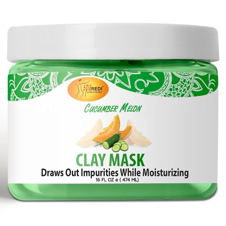 SPA REDI Clay Mask Cucumber and Melon 16 Oz Pedicure and Body Deep Cleansing Skin Pore Purifying Detoxifying and Hydrati